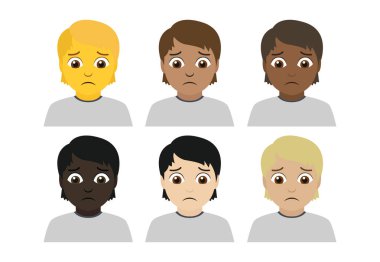 üzgün kişi ikili olmayan emoji sembolü işaret simgesi vektör illüstrasyonu izole edilmiş düz