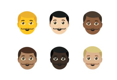 Sanatçı ressam erkek emoji sembolü simge çizimi düz Fransız bıyığı.