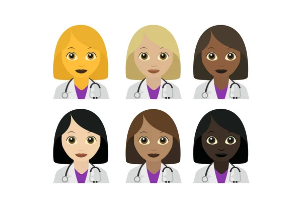 Doktor-insan tıp mesleği kadın kadın emoji sembolü sembol ikon vektör çizimi izole düz