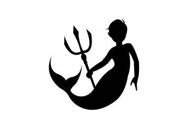 deniz kızı emoji sembolü simge vektör çizimi düz siren deniz adamı kişiliği izole