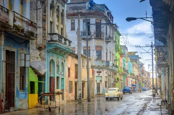 Cuba Las Calles Vieja Havanna Después Lluvia Barrios Históricos — Foto de Stock