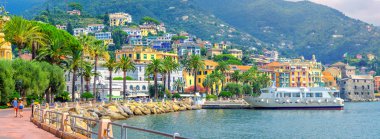 Setin Amalfitan İtalya kıyılarında, Campania, İtalya Panoraması