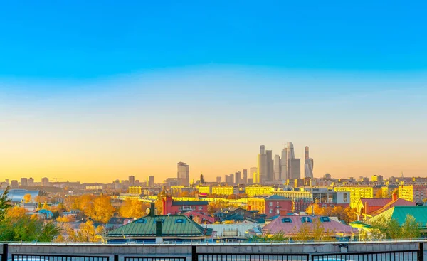 Панорама Города Москвы Бизнес Центра Закате — стоковое фото