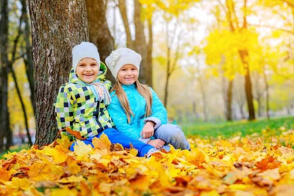 Vrienden Knuffelen Lachen Zitten Buurt Van Een Boom Een Prachtig — Stockfoto