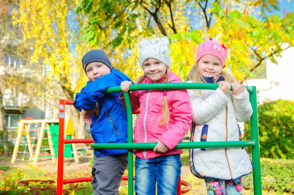 Les Enfants Jouent Amusent Dans Parc Automne — Photo