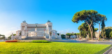 Panoramic, Anıt, Victor Emmanuel II adlı gündoğumu, Venezia Squara. Roma, İtalya