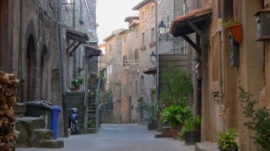 bir Ortaçağ kenti, Tuscany bir sokakta Panoraması. İtalya