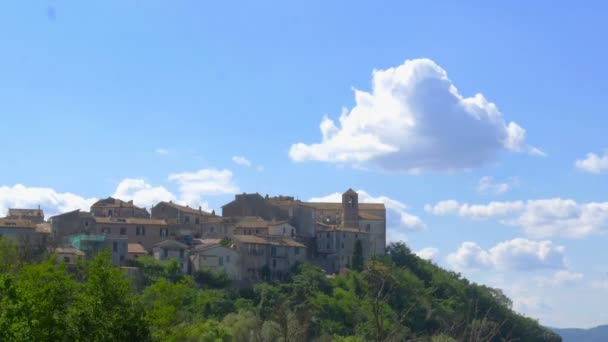 Timelapse Panorama Bellissimo Borgo Medievale Una Collina Italia — Video Stock