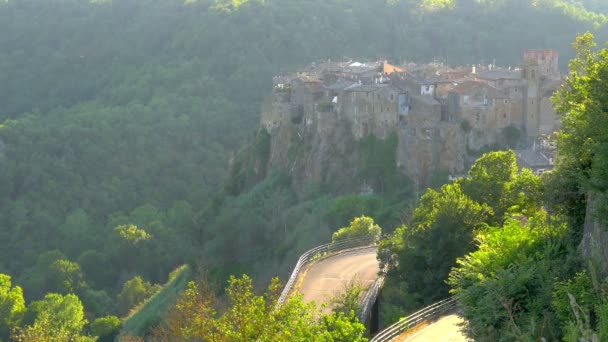 Panorama Dall Aria Dei Tetti Una Bella Città Medievale Toscana — Video Stock