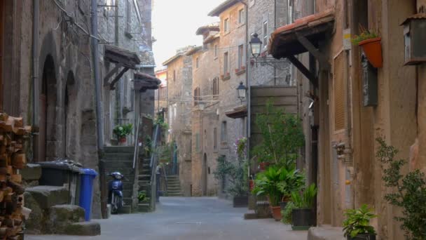 Panorama Einer Straße Einer Mittelalterlichen Stadt Der Toskana Italien — Stockvideo