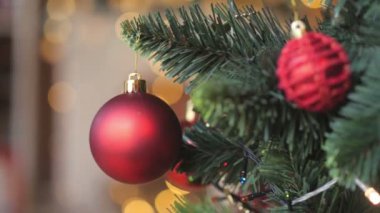 Parlak Festival arka plan, Noel ağacı süslemeleri, yakın çekim