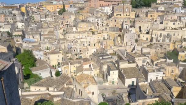 Panorama Över Medeltida Staden Matera Turist Attraktion Italien Europa — Stockvideo