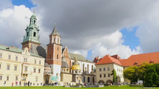 Krakow Polonya Nın Ana Çekim Panorama Wawel Kalesi Olduğunu — Stok video