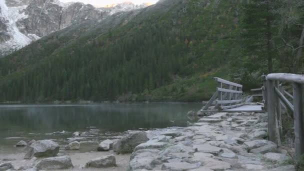 Trilha Caminhada Torno Lago Montanha Morskie Oko Montanhas Tatra Polônia — Vídeo de Stock