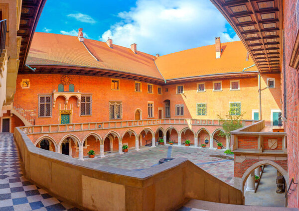 View of  courtyard of the Jagiellonian university in Krakow, Poland.