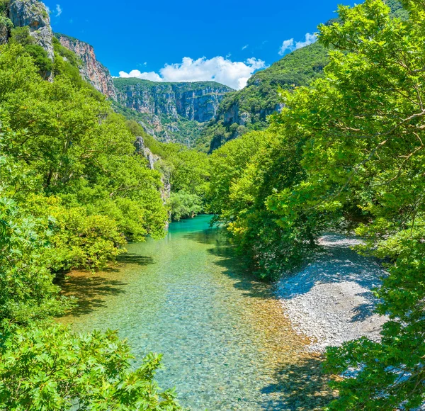 Panorama Des Montagnes Grèce Depuis Pont Konitsa Sur Rivière Aoos — Photo