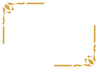 Geleneksel Tayland sanatından esinlenilmiş güzel bir altın çiçek tasarımı içeren zarif ve klasik bir köşe çerçevesi.