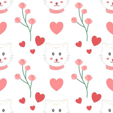 Şirin kedi ve çiçeğin kusursuz deseni