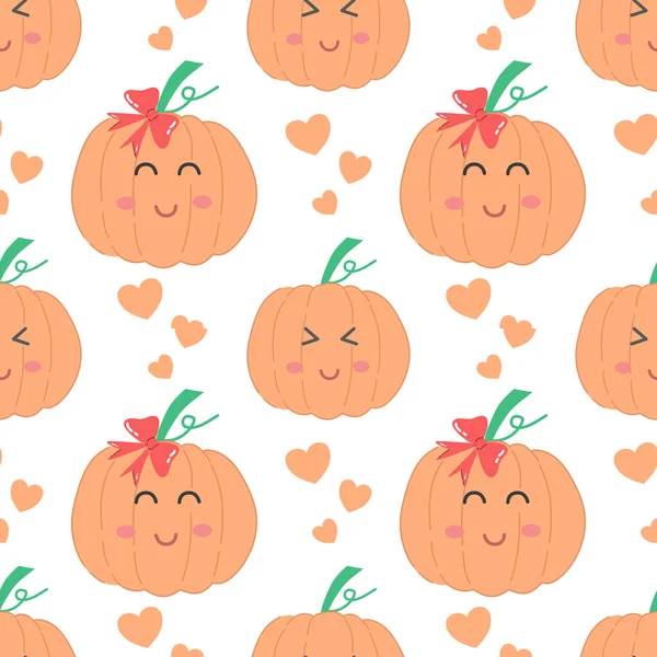 Şirin balkabağı ve turuncu kalp dikişsiz desen