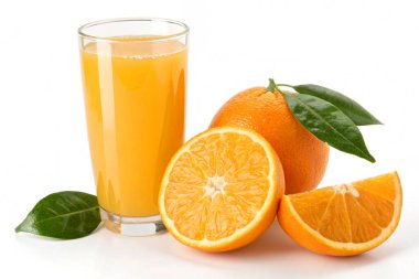glass of orange juice with slices of oranges