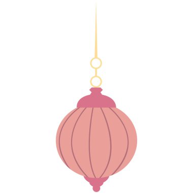 2D yuvarlak fener ışıkları, Ramazan ve bayram kutlaması için ışıltılı süs, kutsal gece, hilal ay, parlayan yıldız ve İslami dua.