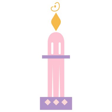 2D illüstrasyon pembe cami minaresi, altın alev tepeli, İslami kule tasarımı, ramazan dekorasyonu, bayram duası gecesi, kutsal bir kutlama..