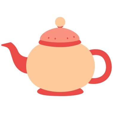 2D illüstrasyon pembe çaydanlık tasarımı, İslami kültür unsuru, ramazan kutsal ayı, bayram kutlaması, çay servisi, dua toplama süslemesi..