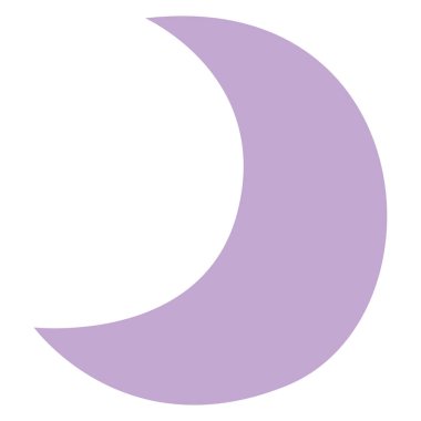 2d illüstrasyon mor hilâl ay, İslami ramazan gece sembolü, bayram dekorasyonu, kutsal dua unsuru, parlak süs, din kutlaması.