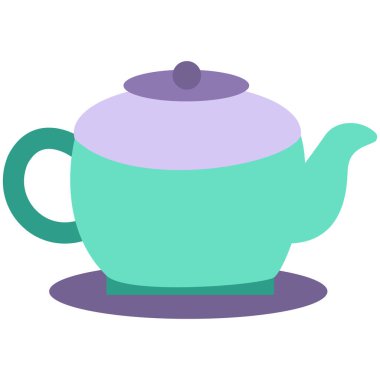 İslami çay servisi için 2D illüstrasyon çaydanlığı tasarımı, ramazan toplantıları, bayram festivalleri, Müslüman partileri, kutlamalar ve arka planlar için mükemmel düz stil dekorasyon..