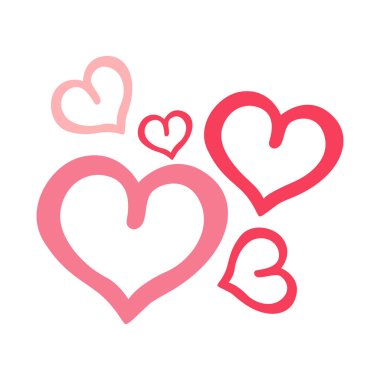 2D çizim kalp üçlü küme tasarımı, düz stil romantik dekorasyon Sevgililer günü için mükemmel, düğünler, yıldönümleri, partiler, romantik etkinlikler, ve şenlikli arka planlar.