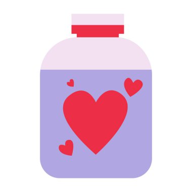 2D cam kavanoz dolusu kırmızı kalp. Aşkı, sevgiyi ve tutkuyu simgeliyor. Sevgililer Günü süslemeleri, düğün temaları ve romantik sürprizler için mükemmel..