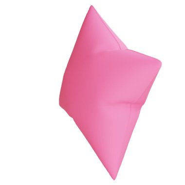 Üç boyutlu dekoratif pembe yastık, dolgun tasarım ve yumuşak kumaş görünümlü, iç tasarım, mobilya katalogları ve rahat ev dekorasyonu için mükemmel..