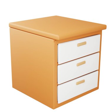 Ahşap yapısı ve izole edilmiş üç çekmecesi olan 3D kompakt depolama dolabı, ofis mobilyaları, modern yatak odası ve iç dekorasyon fikirleri için harika..