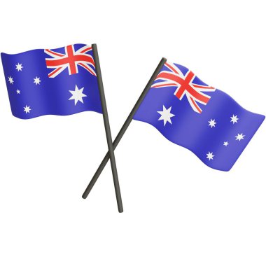 3D dalgalanan Avustralya bayrakları, gurur, birlik, bağımsızlık, kültür, miras, özgürlük, ruh, vatanseverlik, güç, dayanışma ve ulusal kimlik sembolü.