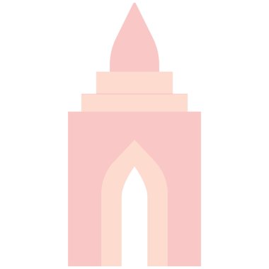 Pembe gölgeli 2D cami minaresi, Ramazan posterleri, bayram kutlamaları için mükemmel arka planlar, İslami dekorasyonlar, Arapça süsler ve festival tasarım projeleri.