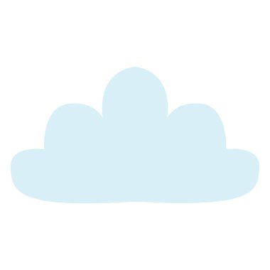 Yumuşak ışık tarzında 2B kabarık bulut tasarımı, gökyüzü dekorasyonu, hava unsurları, çocuk temaları, arka plan ve dijital projeler için ideal.