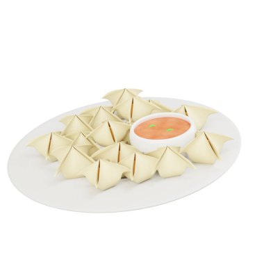 3 boyutlu Endonezya usulü kızarmış somay, sossuz altın hamur tatlısı, kültürel görseller ve modern lezzetli tasarım için geleneksel lezzetli atıştırmalık konsepti..