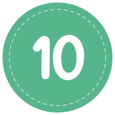 2d yeşil numara on daire tasarımı, basit yuvarlak biçim, planlar, projeler, modern şablonlar, dekoratif numaralar, eğitim ve yaratıcı grafikler için uygun.