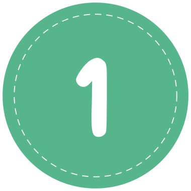 2d yeşil bir numaralı element, dairesel tasarım, yaratıcı şablonlar, eğitim projeleri, modern yerleşimler, dekoratif kullanım ve minimal biçimlendirilmiş grafikler için uygun.