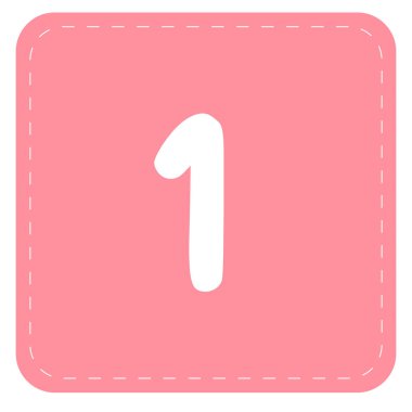 2d pembe bir numaralı element, yuvarlak kare arkaplan, asgari ve dekoratif stil, çocuklar için harika projeler, posterler, planlar ve şablonlar..