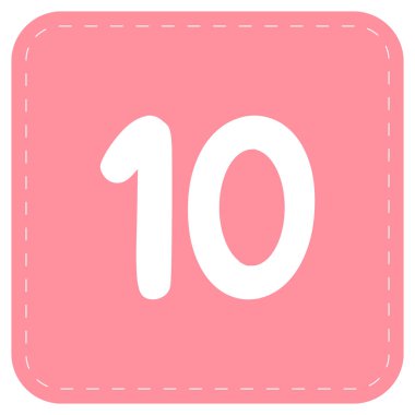 2d pembe 10 numaralı sembol, yuvarlak kare arkaplan, eğlenceli oyun tarzı, dekorasyonlar, çocuk projeleri, posterler, planlar ve öğrenme tasarımları için kullanışlı.