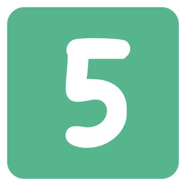 2d yeşil yuvarlak kare içinde beş numara, minimal daire tasarımı, planlar, projeler, eğitim içeriği, dekoratif şablonlar ve yaratıcı modern grafikler için uygun.