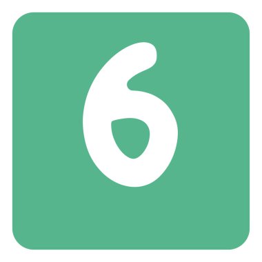 2d yeşil yuvarlak kare içinde altı numara, temiz minimal tasarım, şablonlar, planlar, projeler, eğitim grafikleri, dekoratif kullanım ve modern kompozisyonlar için uygun.