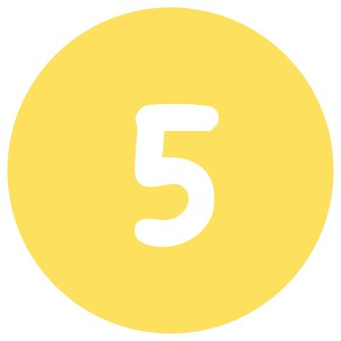 2d sarı 5 numara yuvarlak şekilli, düz şirin çizgi film tasarımı, çocuk oyunları, öğrenme, dekorasyon, eğlenceli aktiviteler ve oyuncu rozetler için mükemmel..