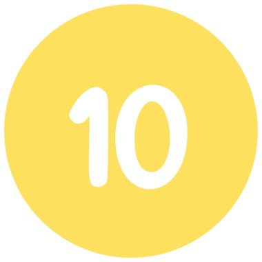 2d sarı numara yuvarlak daire şekli, çizgi film düz tasarımı, dekorasyon, rozetler, çocukların öğrenmesi, eğlenceli oyunlar, oyuncu tasarım ve projeler için mükemmel..