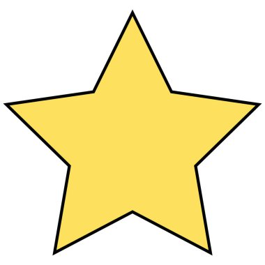 2d düz sarı yıldız, düz çizgi film tarzı, dekorasyon için mükemmel, çocuklar öğrenme, oyunlar, eğlence projeleri, rozetler, ikonlar ve oyuncu tasarım.