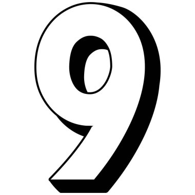 Yaratıcı etiketler, rozetler, yıldızlar, dalgalar, kalkanlar, sayılar ve dekoratif projeler için özet biçimli 2D kalın sayı elemanı