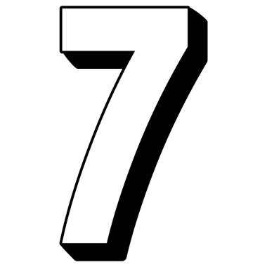 Tasarım projelerinde yaratıcı etiketler, rozetler, yıldızlar, dalgalar, kalkanlar ve numaralar için ana hatlarıyla belirlenmiş yedi numaralı element.