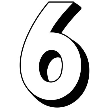 Tasarım projelerinde yaratıcı etiketler, rozetler, yıldızlar, dalgalar, kalkanlar ve numaralar için özetlenmiş altı boyutlu kalın sayı elemanı