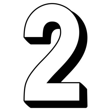 Tasarım projelerinde yaratıcı etiketler, rozetler, yıldızlar, dalgalar, kalkanlar ve numaralar için ana hatlarıyla belirlenmiş 2 boyutlu kalın sayı elemanı